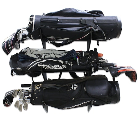 Trapski 3-Slot Golf Rack, Fits 3 Large Golf Bags, Black GOLF-3-BLK